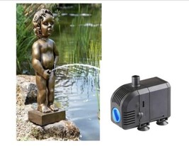 Classic Belgian Boy Pond Spitter Statue Gold Color Fountain Water Feature w Pump - £124.77 GBP