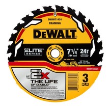 Dewalt Elite Series Circular Saw Blade 7 1/4'' 24T 3Pk - £68.73 GBP