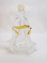 Christmas Angel 9&quot; Tall Clear Acyrilic Winged Angel W/ Golden Halo &amp; Banner - £18.76 GBP