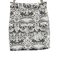 Maje Pencil Skirt White Lace Black Overlay Above Knee Size 34 / XS - $56.96