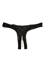 Shirley of Hollywood Crotchless Mesh Panty with Pearls Black One Size Fi... - £17.95 GBP