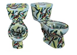 Mexican Talavera Ceramic Toilet Hand Painted  - Pajaritos3 - - $1,199.00