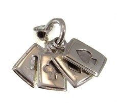 Solid 925 Sterling Silver Four 4 Aces Pendant Poker/Gambling Lucky Vegas Charm - £34.67 GBP