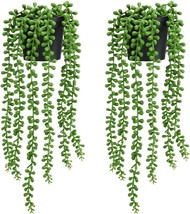 Cadnly Hanging Fake Plants In Pots - String Of Pearls Plant Artificial Hanging - £35.87 GBP