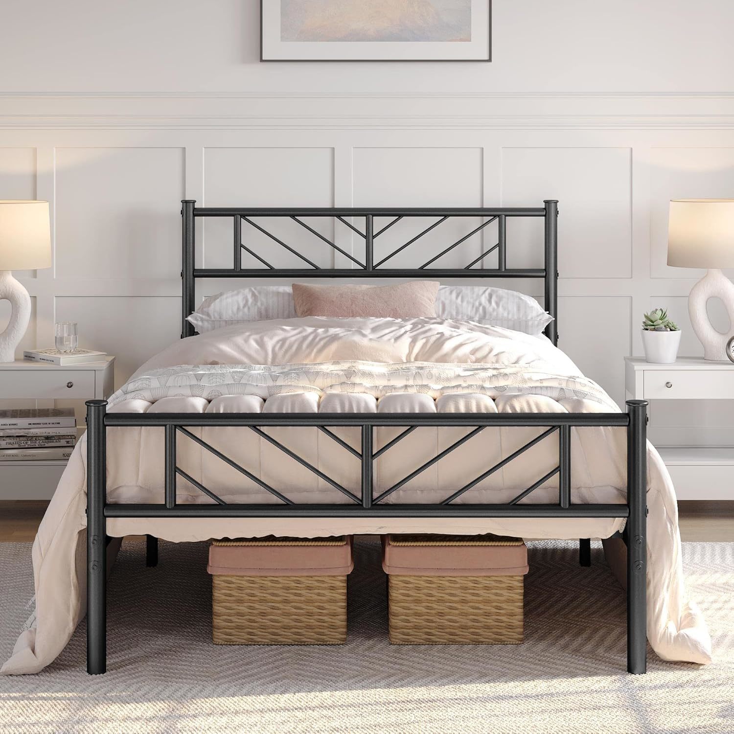 Yaheetech Twin Size Platform Bed Frame With Arrow Design Headboard, 13, ... - $86.94