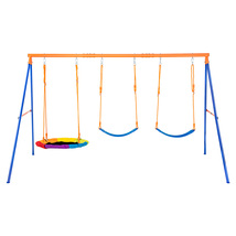 VEVOR Swing Sets for Backyard, 600lbs, with 1 Saucer Swing Seat, 2 Belt ... - $198.00 CAD