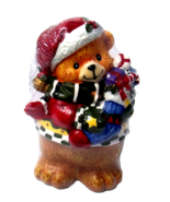 Christmas Teddy Bear Ceramic Figurine Christmas Stocking Presents New 4.... - $8.78