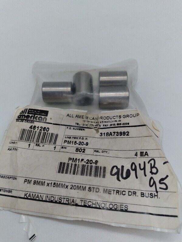 NEW All American PM15-20-9 Linear Bearing Bushing 9mm X 15mm X 20mm Lot ... - $78.25