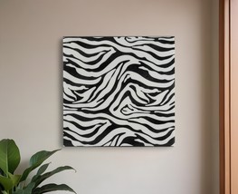 12&quot; Black And White Zebra Iron And Resin Square Hanging Wall Tile - $2,640.36 MXN