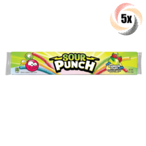5x Packs Sour Punch Rainbow Flavor Mouthwatering Sour Straws Candy | 2oz - £10.91 GBP