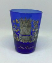 LAS VEGAS Casino Jackpot Slot Machine Blue Shot Glass Bar Souvenir Travel - £7.18 GBP