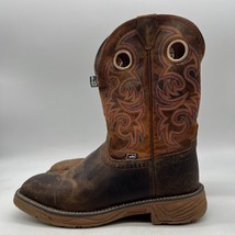 Justin Rush SE7402 Mens Brown Leather Pull On Western Boots Size 10.5 D - £55.38 GBP