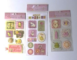 Scrapbooking Stickers Baby Girl 3 Pack Lot 2 Cardstock Packs - £7.11 GBP