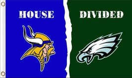 Minnesota Vikings and Philadelphia Eagles Divided Flag 3x5ft - £12.34 GBP