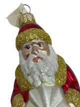 Patricia Breen Snowflake Santa Red &amp; Gold #9645 Glass &amp; Glitter 1996 5.25” - £39.84 GBP