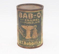 Bab-O Enamel Porcelain Cleaner Empty Tin Can Advertising Design - $14.84