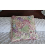 Handmade FLORAL CROSS STITCH &amp; EMBROIDERED Accent PILLOW  - 13-1/2&quot; x 13... - £14.90 GBP