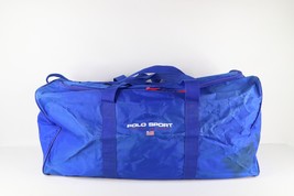 Vtg 90s Polo Sport Ralph Lauren Spell Out Flag Logo Large Duffel Bag Gym Blue - £62.47 GBP
