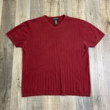 Banana Republic Shirt Mens Large Red Short Sleeve V Neck Preppy Top - $12.33