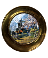 VINTAGE SOLID BRASS WALL PLATES FOIL DESIGN COTTAGE FOLK ART MADE IN ENG... - $27.42 CAD