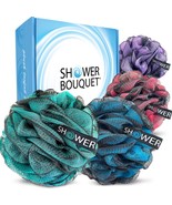 SHOWER BOUQUET Loofah Charcoal Bath Sponge XL Color 4 Pack // Extra Larg... - $51.77