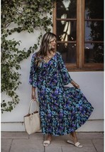 Veronica M Long Sleeve Maxi Dress NEW Size Small Floral Drop Waist - $74.25