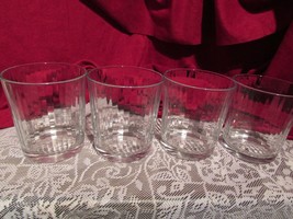 rocks/whiskey glasses 4 w/vertical sm ridges inside glass (hutch)  - $11.88