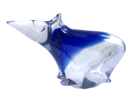 Art Glass Polar Bear Paperweight Figurine Blue &amp; Clear 4&quot; x 2.5&quot; - $27.80