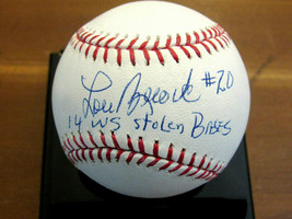 Lou Brock # 20 14 Ws Stolen Bases Cardinals Hof Signed Auto Oml Baseball Sgc - $247.49