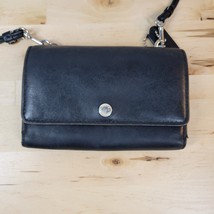 Vintage Coach Crossbody Wallet Womens 6&quot;x4&quot; Black Envelope Leather TriFold Bag - £86.31 GBP