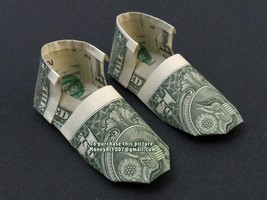 Dollar Origami SHOE with REAL MONEY Handmade Tool Christmas Cash Art Gift - €8,52 EUR+