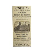 O&#39;Neill&#39;s Importers Retailers 1894 Advertisement Victorian New York City... - $28.11 CAD