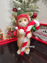 Christmas Kitty Cat Figure Holding Candy Cane Figurine Humane Society 13... - $42.99