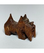 Rustic Hand-Carved Miniature Wood Scottie Dog Scottish Terrier Vintage - $369.07 MXN