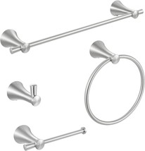 Parlos 4-Pieces Brass Bathroom Hardware Accessory Set Brushed Nickel Tow... - £54.82 GBP