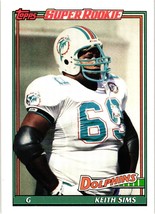 Miami Dolphins Keith Sims RC 1991 Topps Super Rookie NFL Iowa State Cyclones - £0.79 GBP