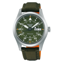 Seiko 5 Sports 39.4 MM Day-Date Automatic SS Green Canvas Band Watch - SRPH29K1 - £142.62 GBP