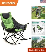 Oversized Heavy-Duty Rocking Camping Chair with Padded Comfort &amp; Side Po... - $119.99