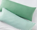 2pk Room Essentials Body Pillow Cover &quot;GREEN &amp; WHITE&quot; (20&quot;X50&quot;) ~ BRAND ... - $9.49