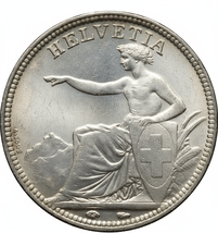 Svizzero 1873 5 fr. Restrike medaglia fantasia - antica placcata... - $18.58 CAD