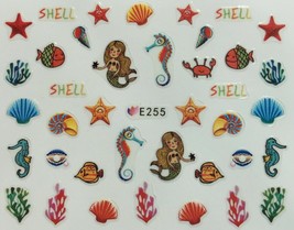 Nail Art 3D Decal Stickers Shells Fish Mermaid Sea Horse Crab Beach E255 - $3.29