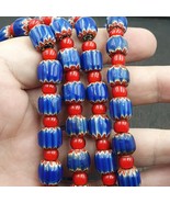 Heritage Jewels: Handcrafted Vintage Venetian Style Blue Chevron Beads N... - £53.65 GBP