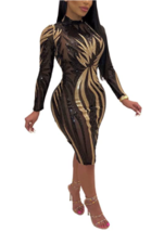 Aro Lora Womens Sexy Sequin Sheer Mesh See Through Long Sleeve Bodycon, Medium - £42.82 GBP