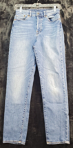 H&amp;M Mom Jeans Womens Size 4 Blue Denim Cotton Pockets Flat Front Straight Leg - £12.16 GBP