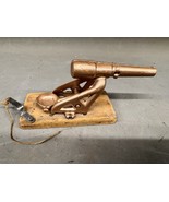 Antique Cast Iron Toy Cannon Cap Gun Wood Stand Military Civil War Vinta... - $202.19 CAD