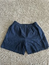 bóboli blue eyelet pattern cotton girls shorts size 12 Pull Up Elastic W... - $7.69