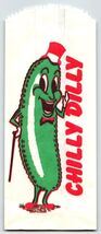 Chilly Dilly Dressed Pickle Man Food Product Bag 1950s Original Top Hat ... - $7.28