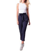 NEW Women&#39;s Navy Pinstripe Belted Pant Size M - £15.18 GBP