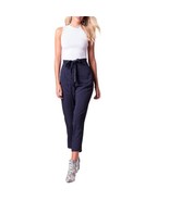 NEW Women&#39;s Navy Pinstripe Belted Pant Size M - £14.67 GBP