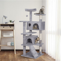 Light Grey Cat Tree Tower Activity Center Playing House Condo For Cat Rest Sturd - £68.26 GBP